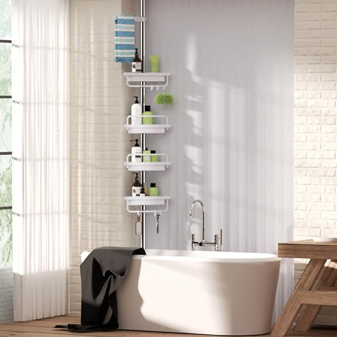 corner shelves on bathroom wall
