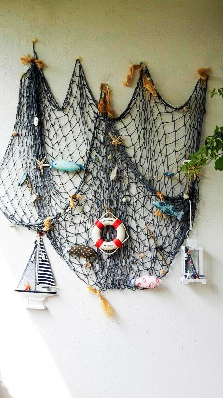 decorative net coastal with lifebuoy ring