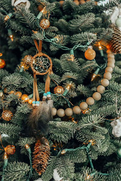 dream catcher on christmas tree