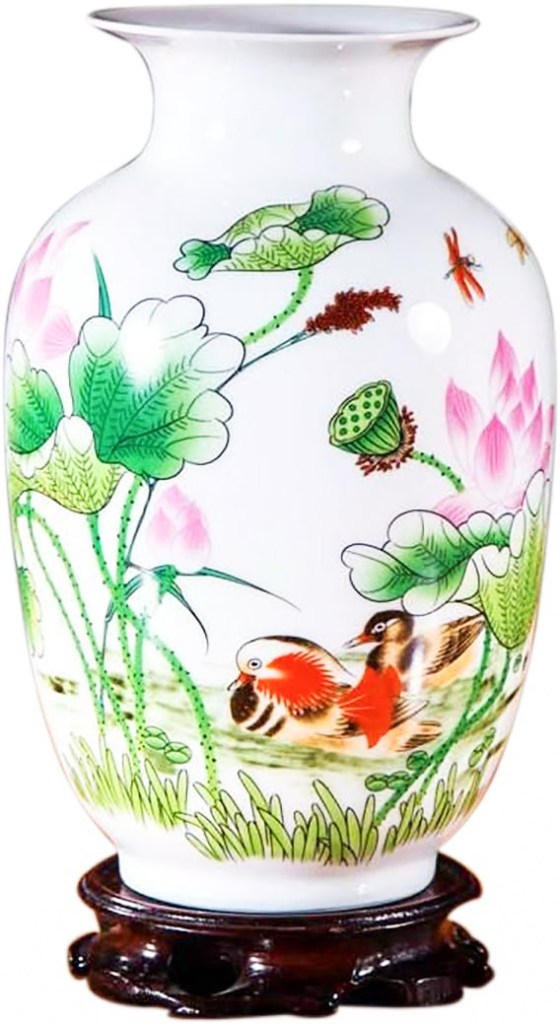 mandarin Duck chinese motif vase at amazon