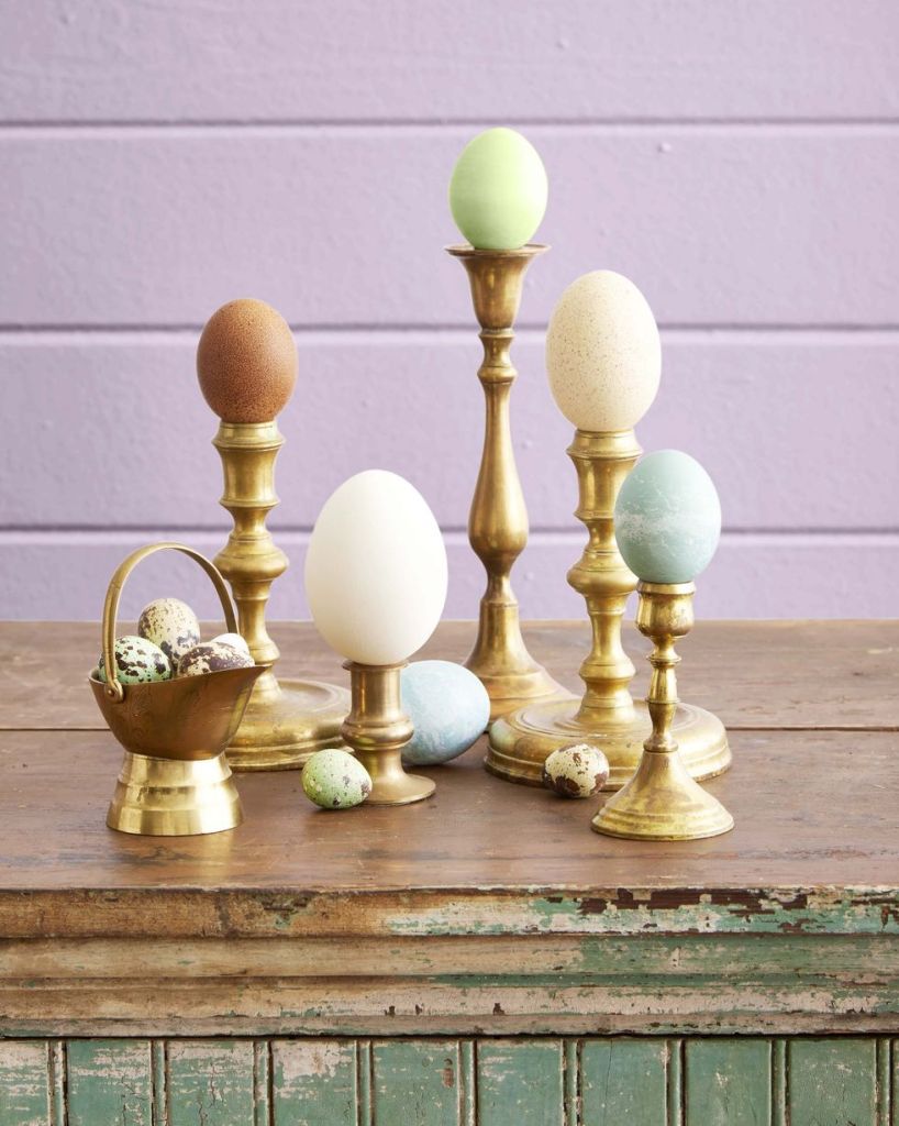 Classic Vintage Brass Candlestick and Egg for Easter