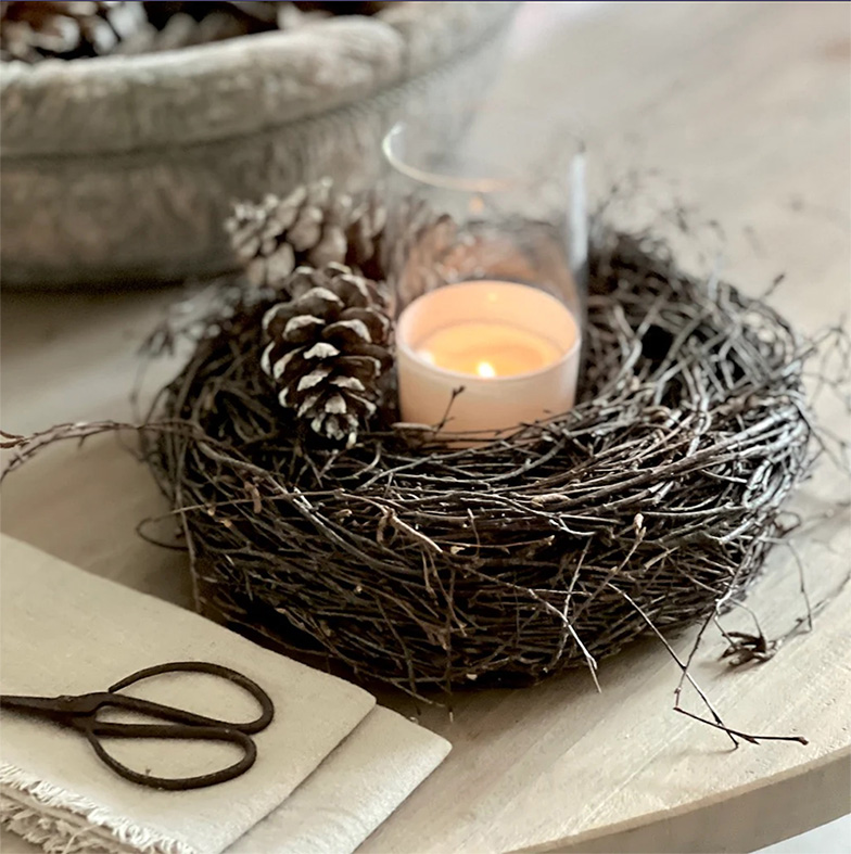 Modern Farmhouse Style Easter Decoration with Twig Wreath