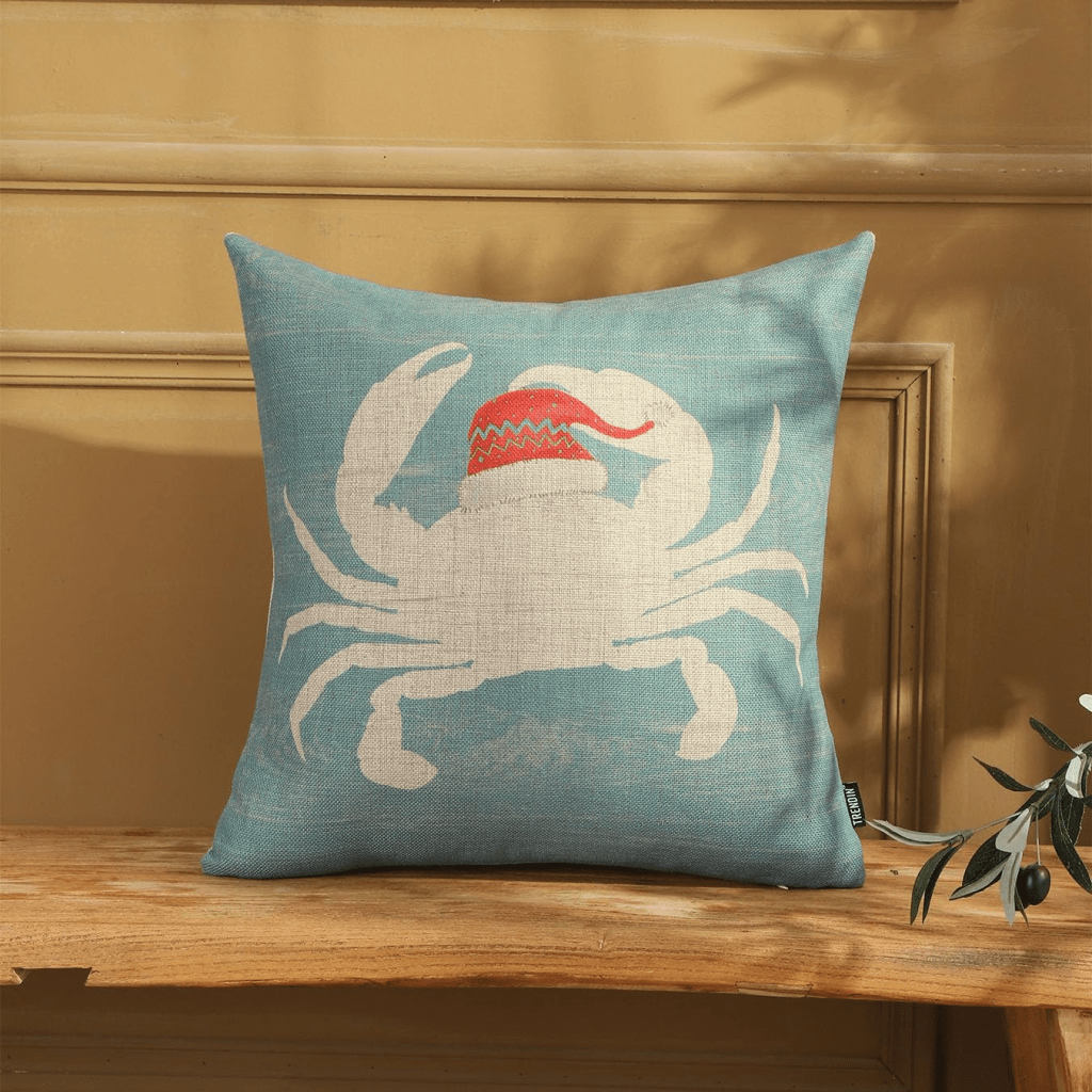 coastal christmas pillow crab