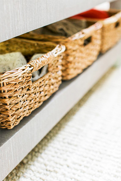 rustic rattan basket for studio apartment
