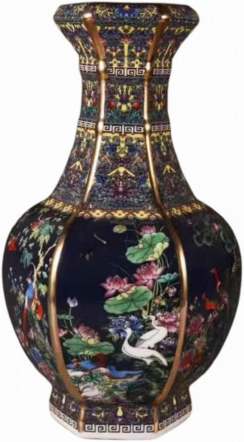swan lake motif chinese vase at amazon black