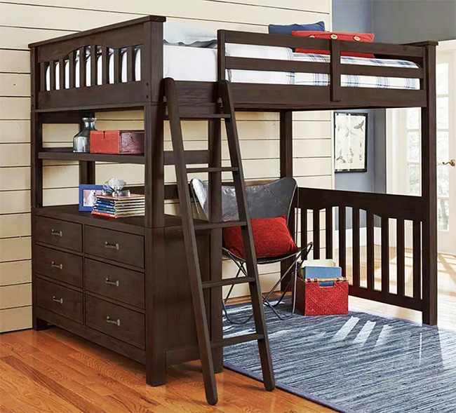 loft bed for rustic studio apartment