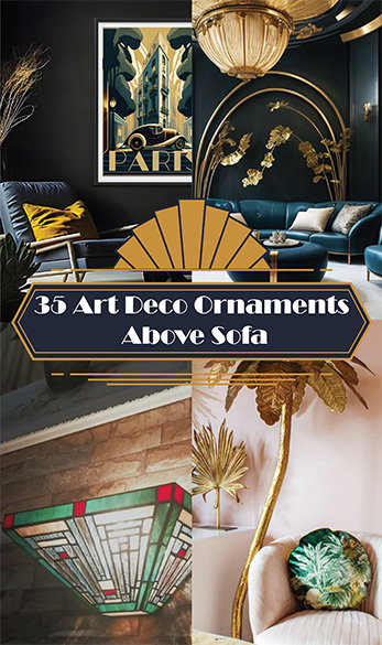 Art Deco Ornaments Above Sofa