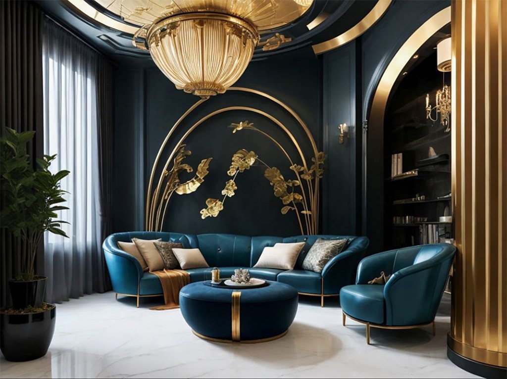 Art Deco Gold Decoration Arc Metal Work