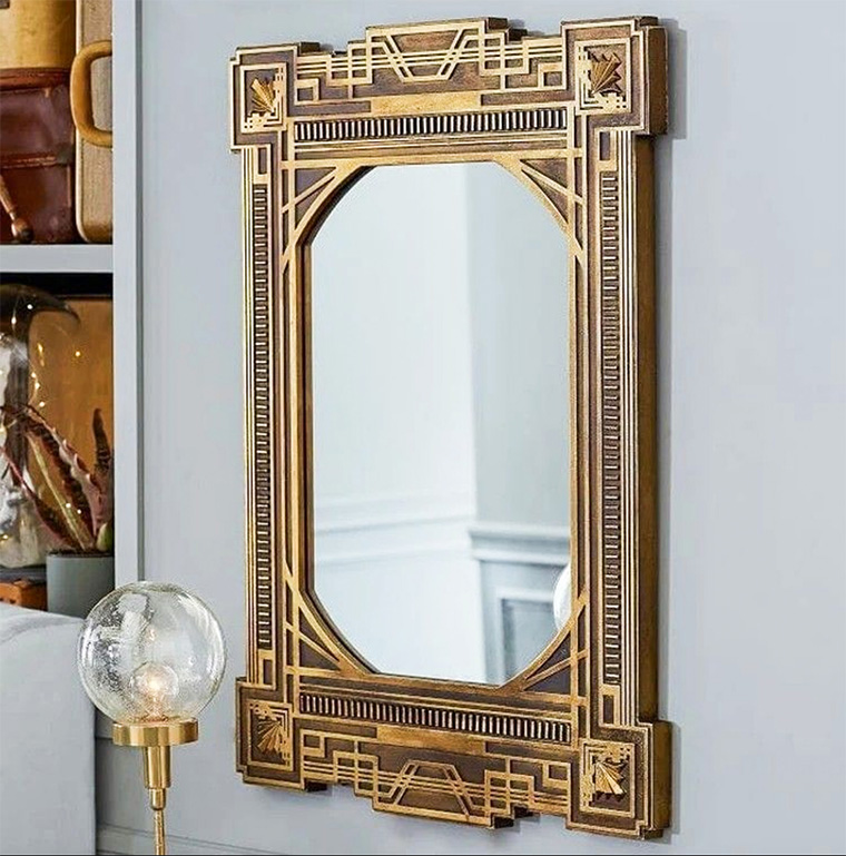 Square Brass Art Deco Mirror