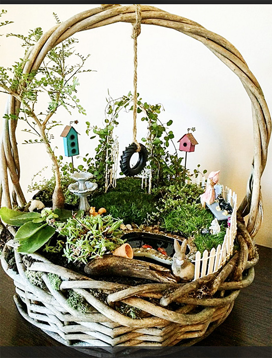 Indoor Basket Rustic Farmhouse Fairy Garden