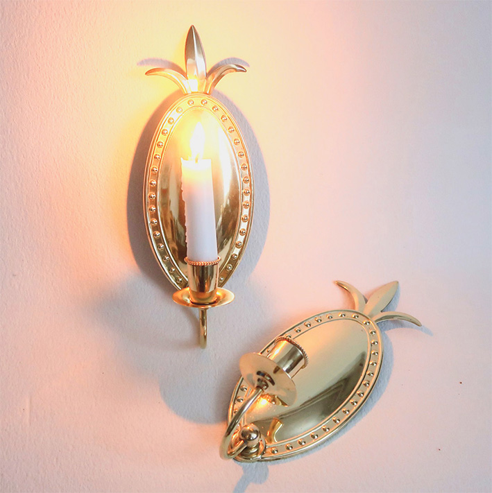 Fleur De Lis Art Deco Brass Sconces