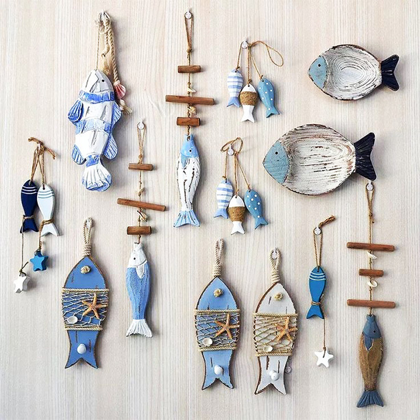 fish decorations coastal blue white