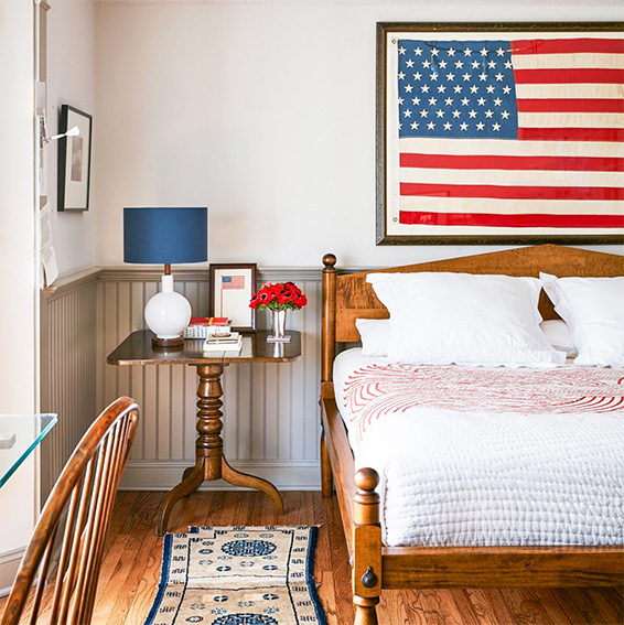 classic frame 4th of July flag on a wall