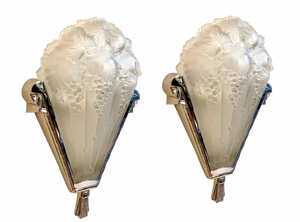 Art Deco Lamp Twins Bronze Chrome Grape Tropica