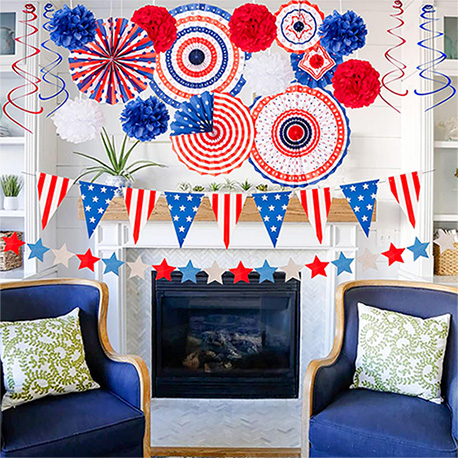 swirl paper fan decoration 4th of July