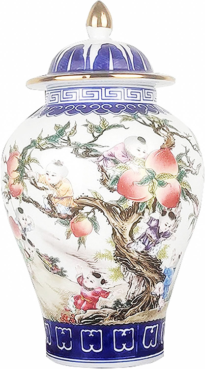 peaches motif chinese vase for living room decoration