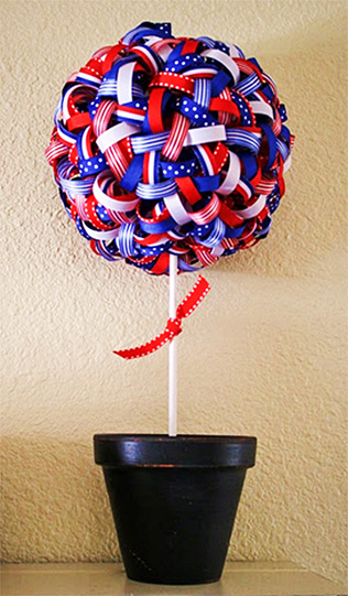 DIY Ribbon Topiary for July 4
