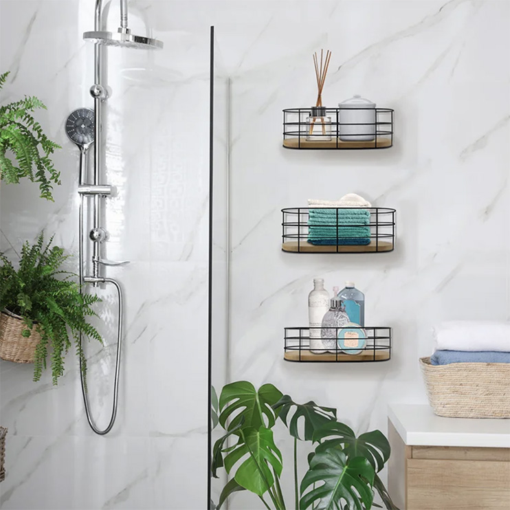 wire baskets on wall