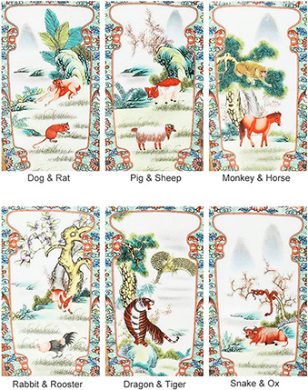 12 chinese zodiac motif on vase bowl at amazon