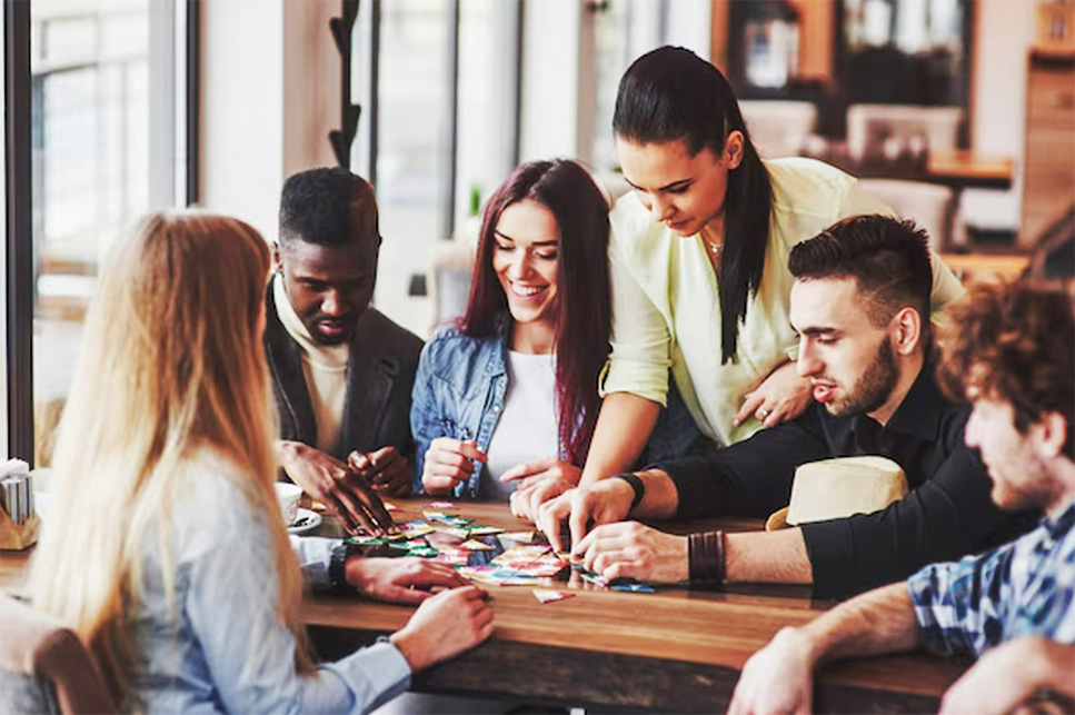 chilling with board games on new year with friends