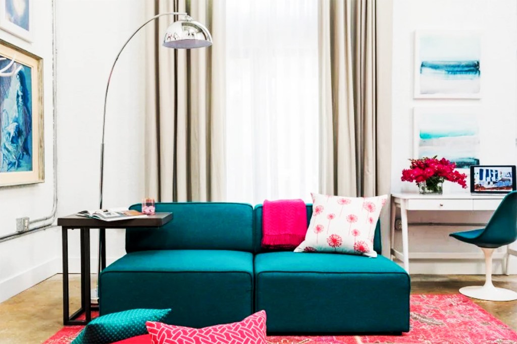 blend in home office sofa and C desk