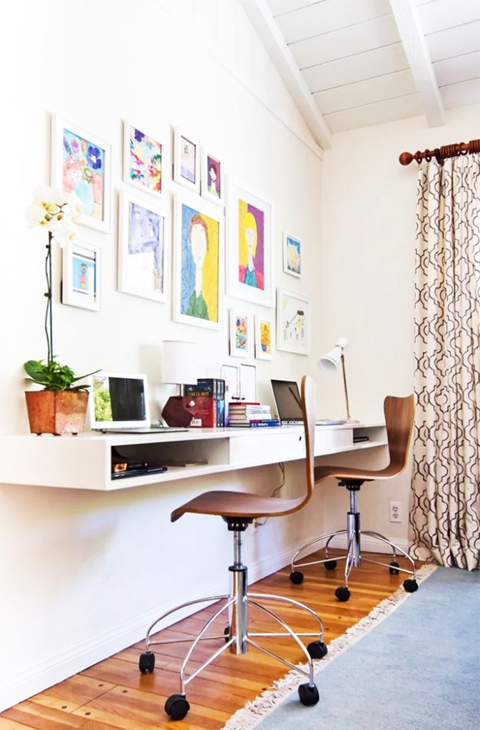 sleek floating desk home office