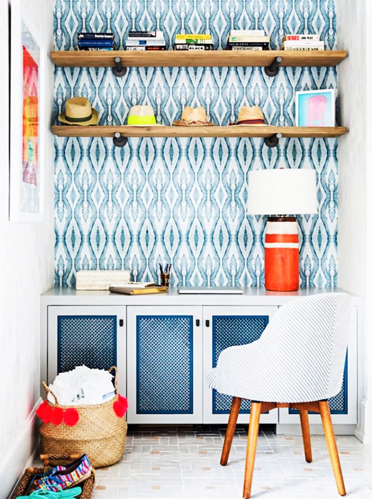 turn mudroom into home office console table