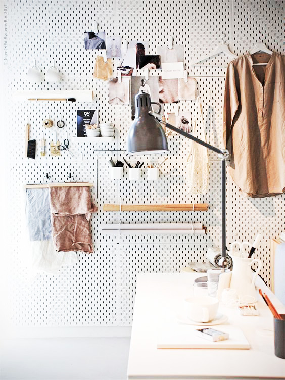 pegboard on the wall