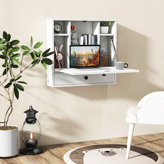 The compact wall mounted desk for small space home office