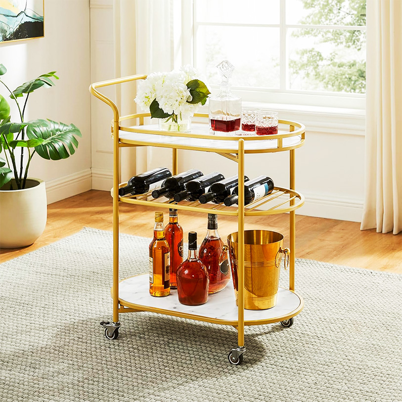the classic gold bar cart with faux marble