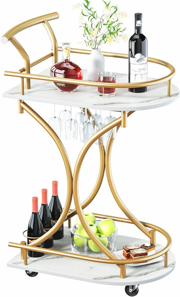 curved handle design bar cart