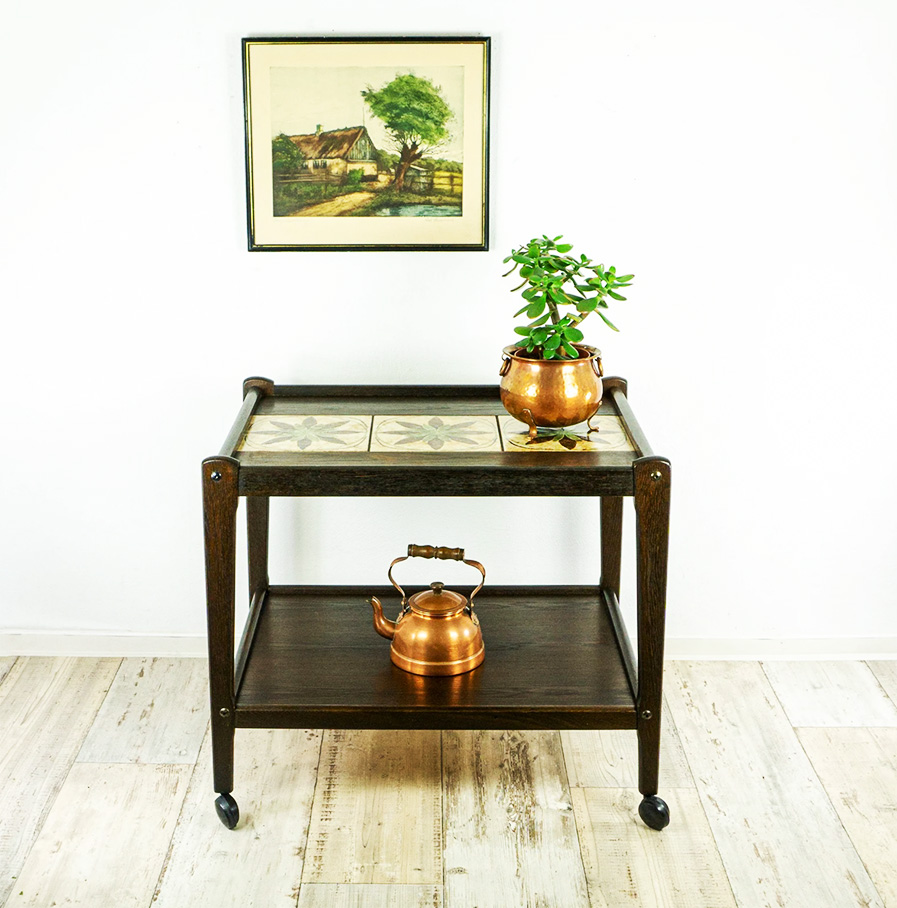 the 1970 danish design bar cart with ceramic tiles 