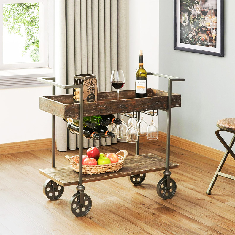 rustic farmhouse bar cart