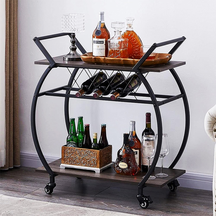 arc-shaped industrial design bar cart