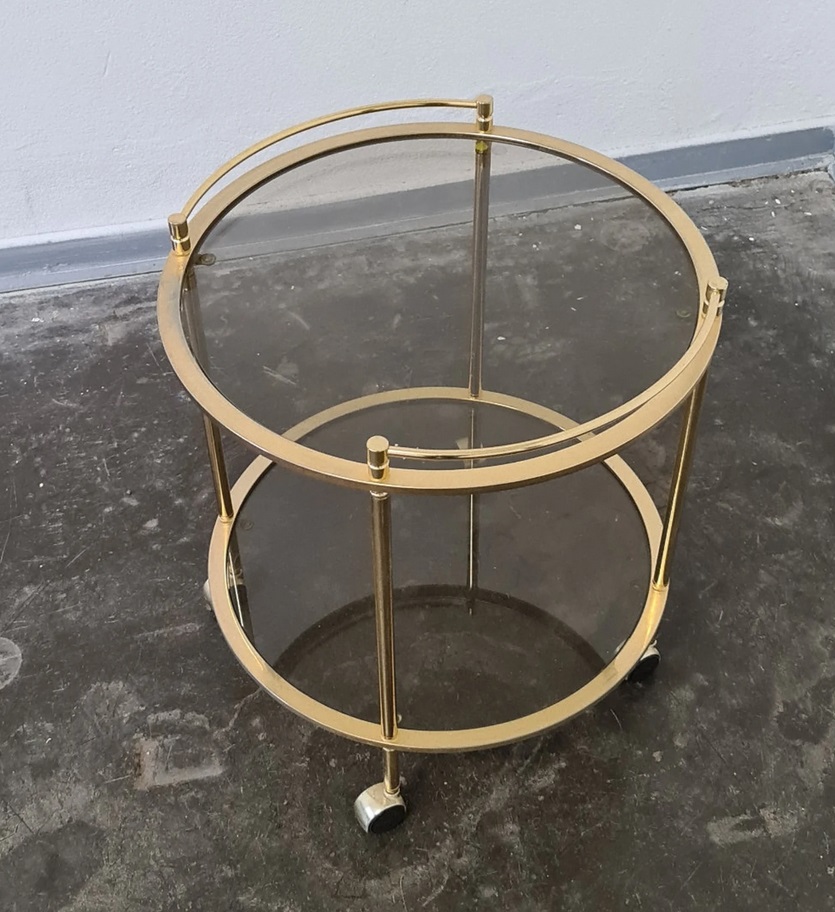 rounded brass faux gold bar cart