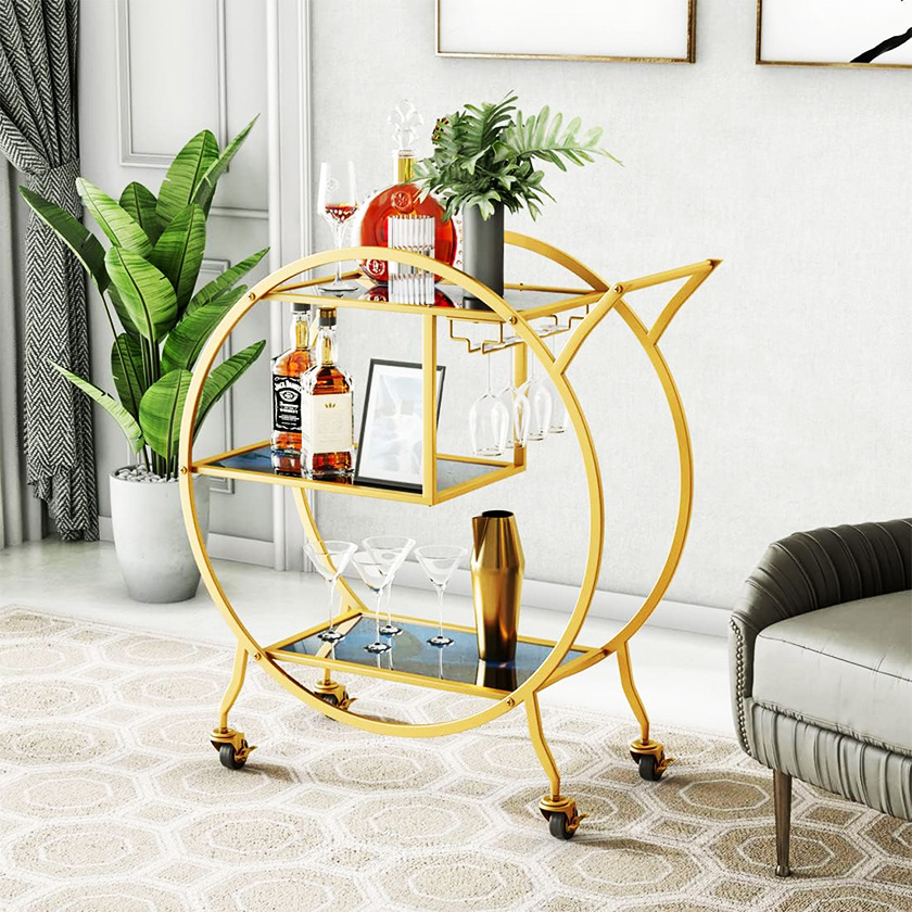 round circle design bar cart