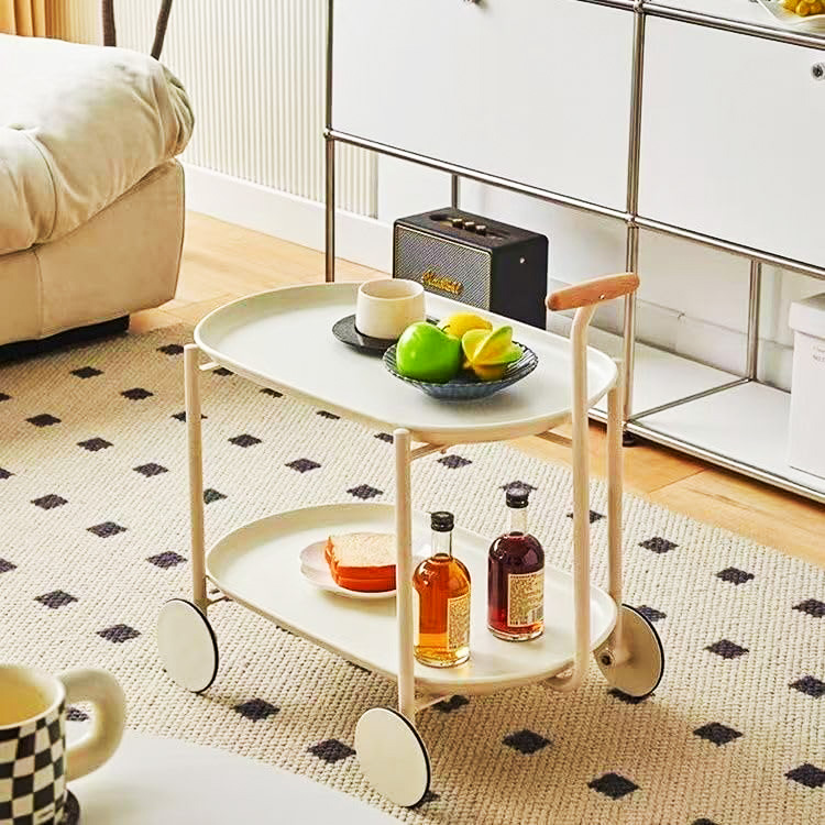 modern seamless, round-edged, sleek bar cart