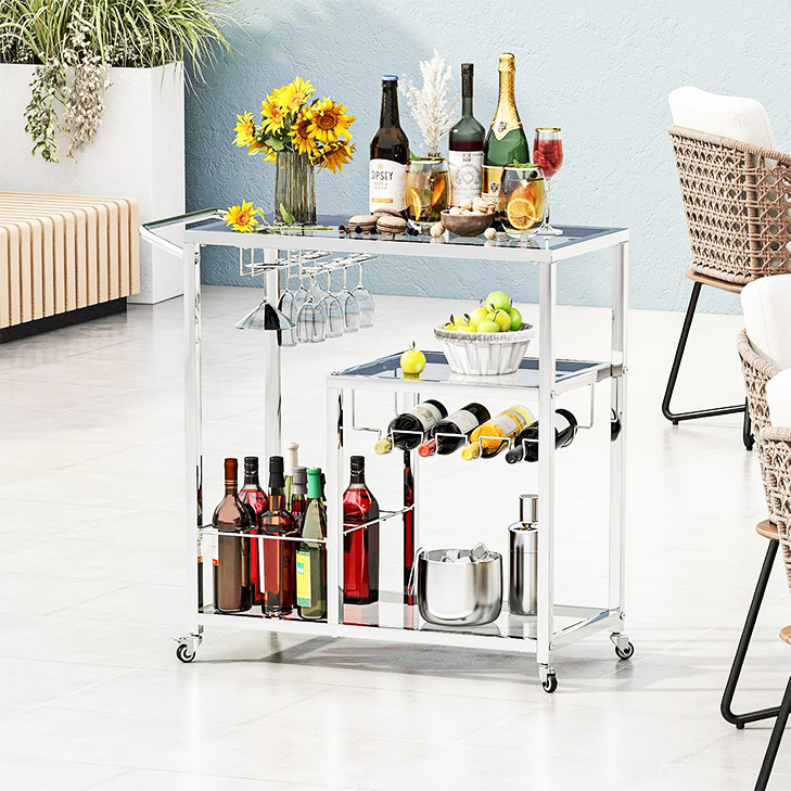 modern, sturdy, semi-hostile design bar cart