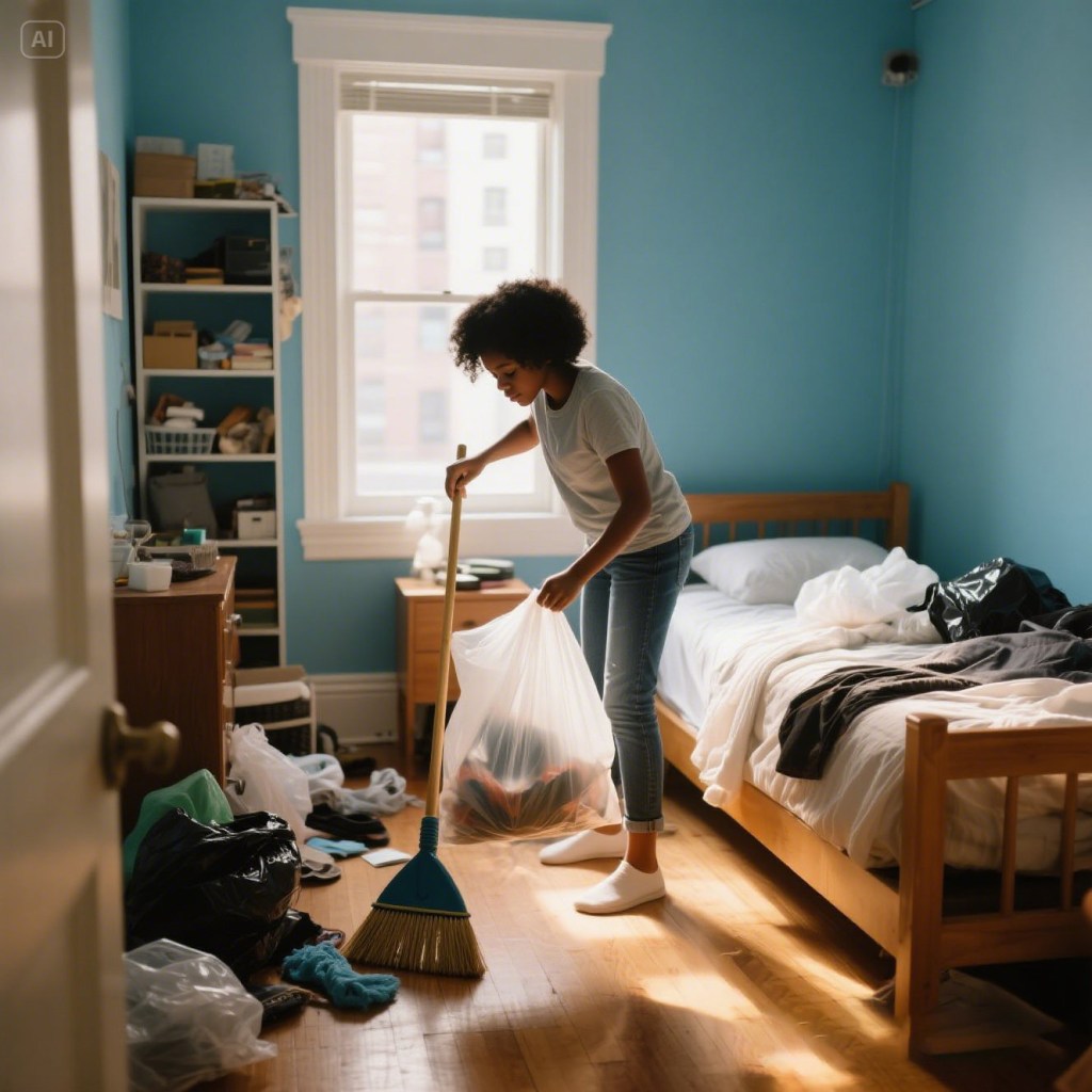 Declutter while you clean your room